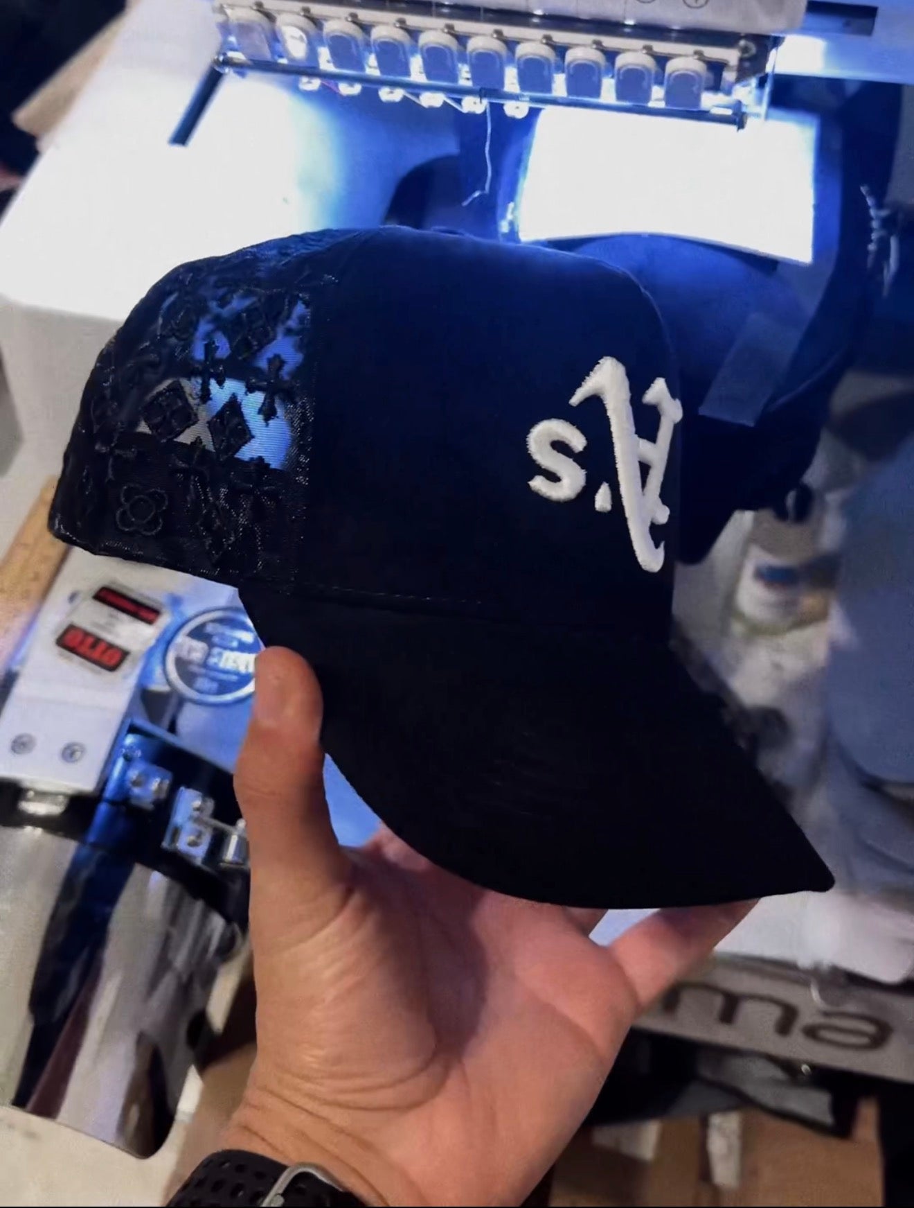 Upside Down A's Black Suede Trucker