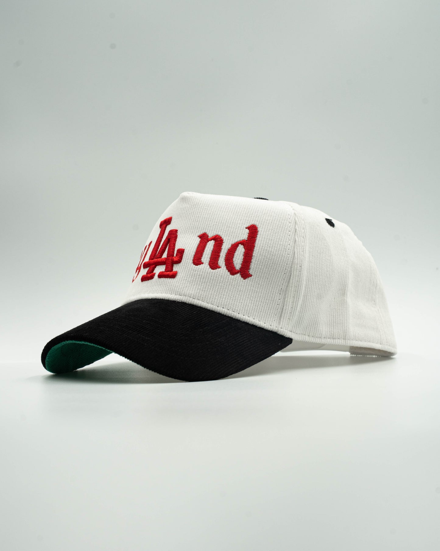 Dland 'White/Black(Red text)Corduroy' Snapback
