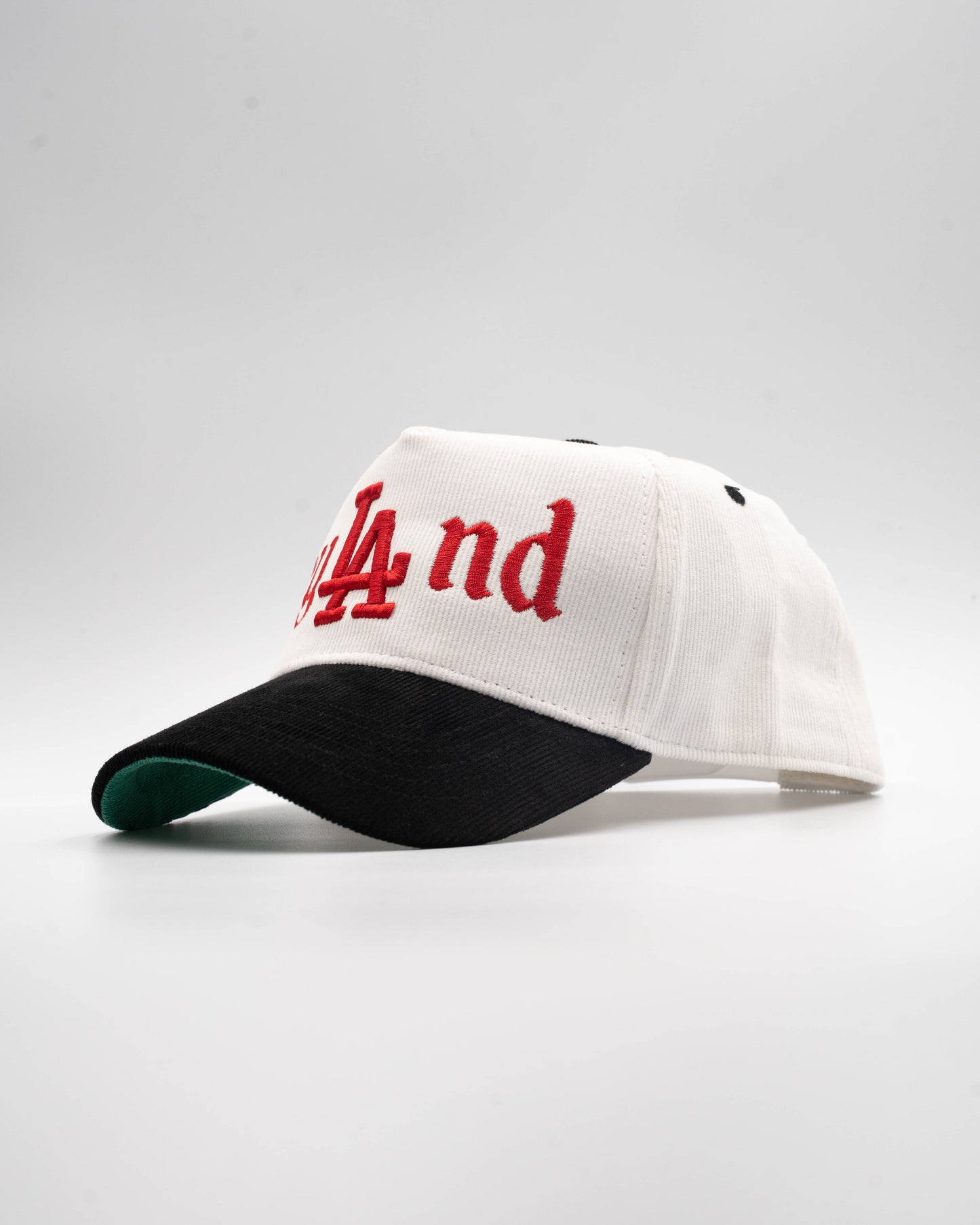 Dland 'White/Black(Red text)Corduroy' Snapback