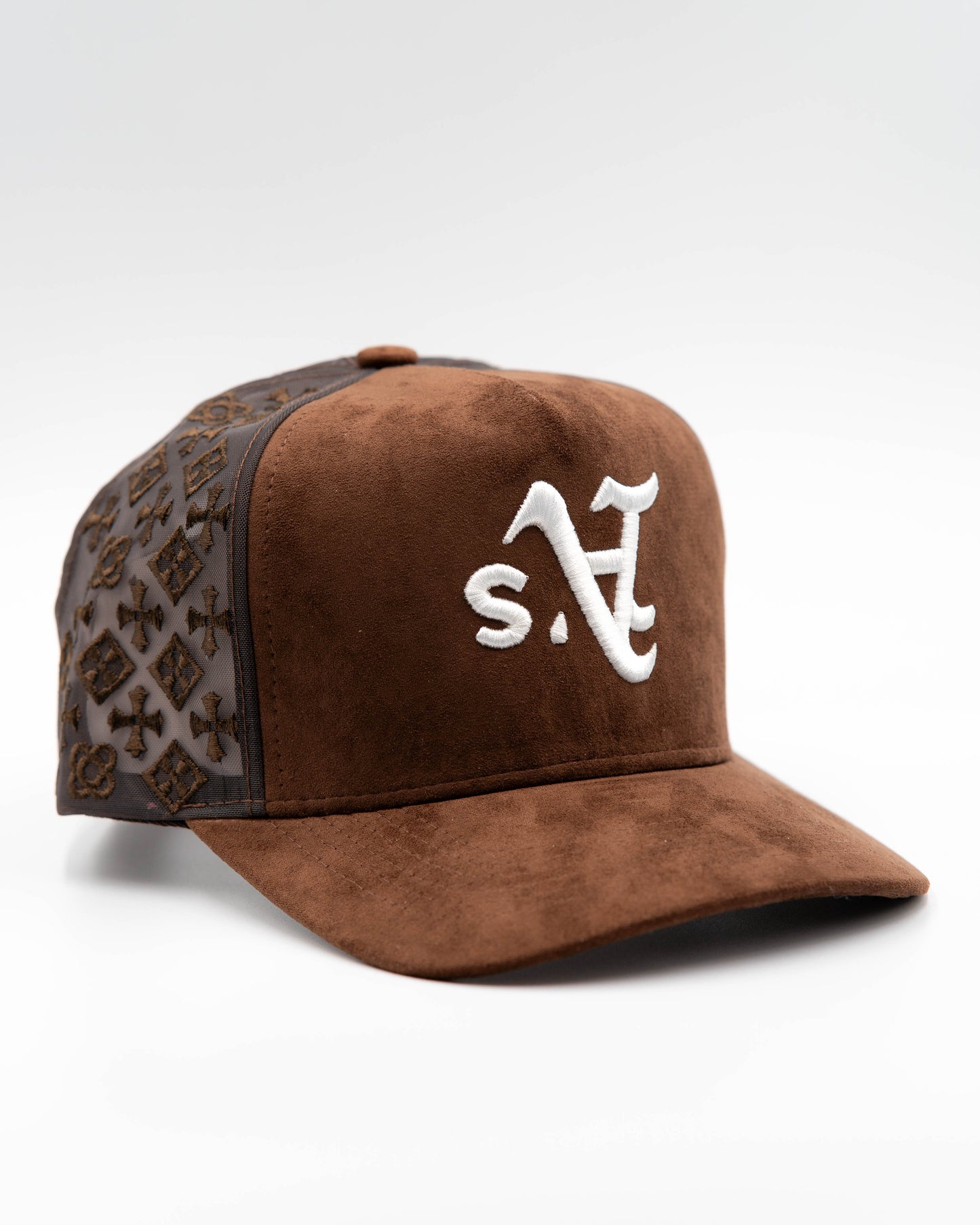 Upside Down A's Mocha Suede Trucker